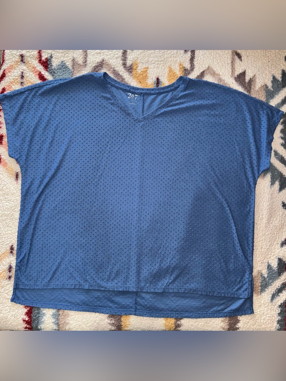 247 Women's Blue Perforated Short Sleeve Tee